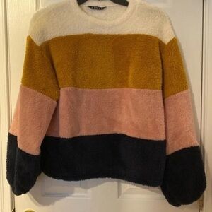 Colorblock Fuzzy Sweater
